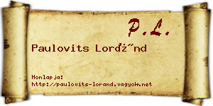 Paulovits Loránd névjegykártya
