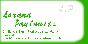 lorand paulovits business card